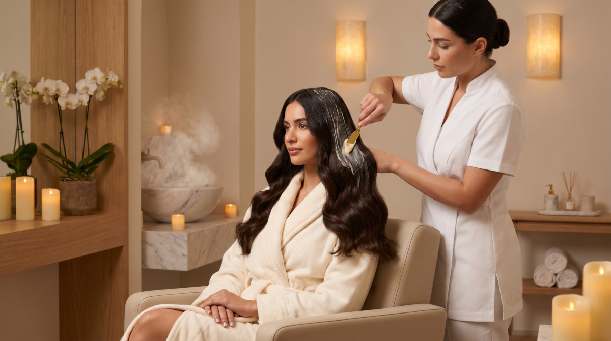 Deep conditioning hair treatment at Inspire Salon
